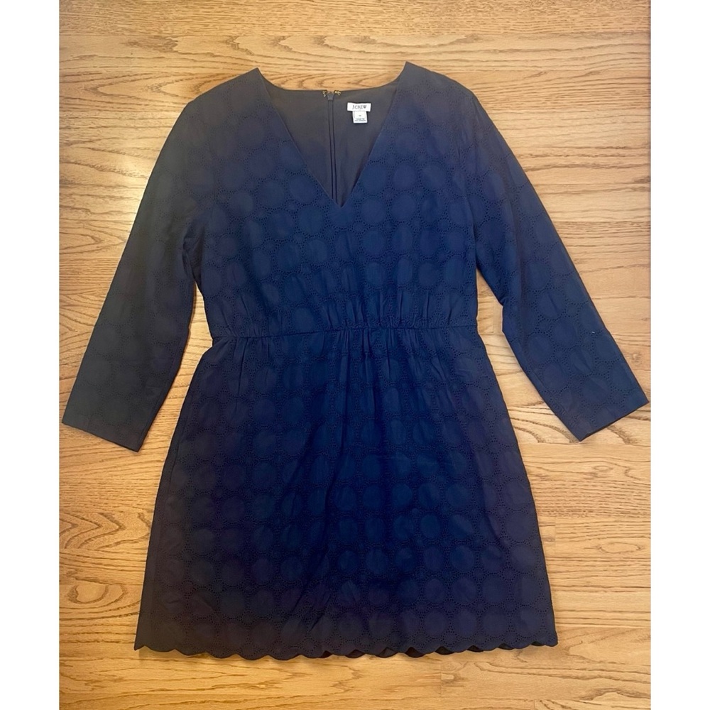J. Crew Navy Blue V-Neck Lace Dress